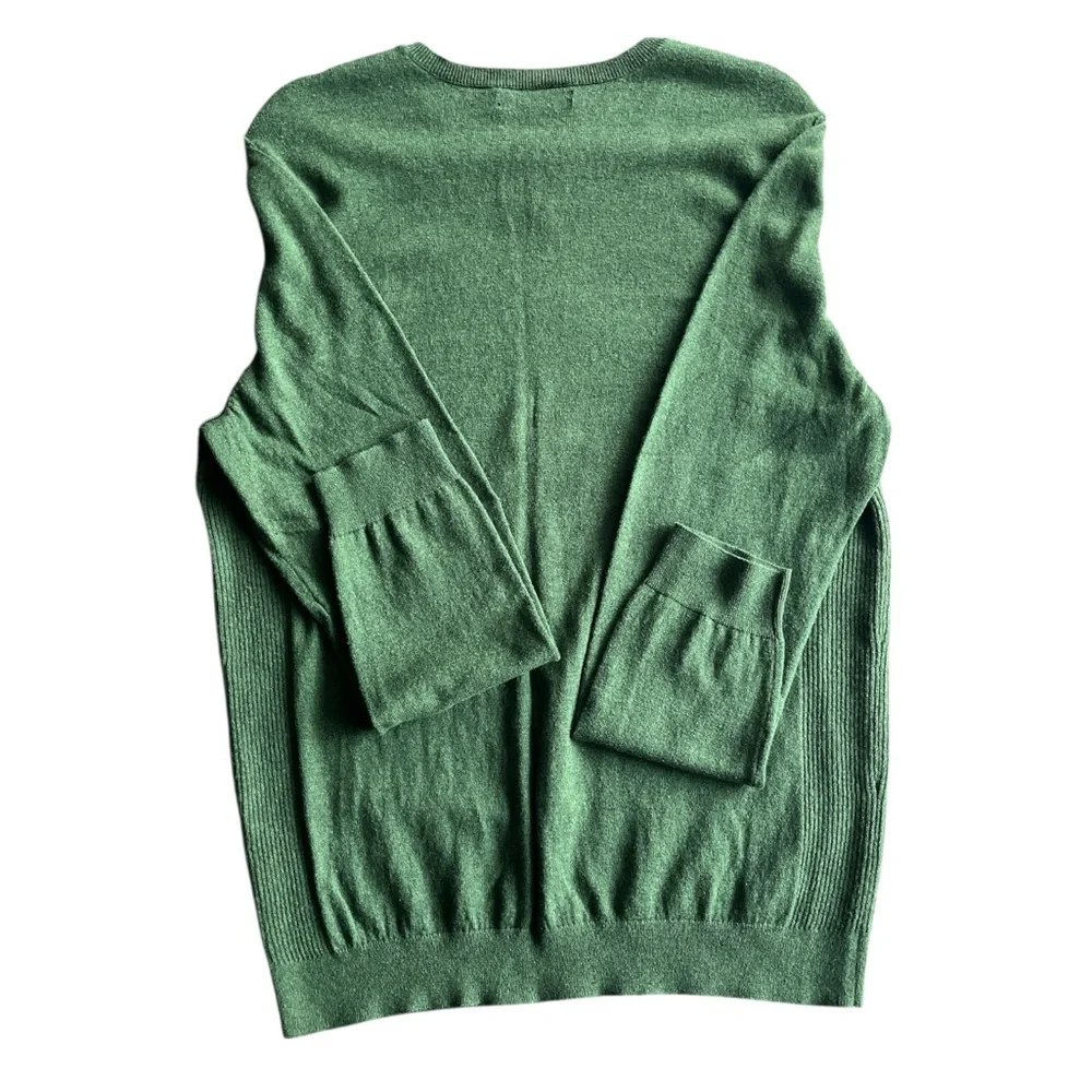 Marc Anthony Cotton Cashmere V-Neck Sweater Forest Green Ribbed XL